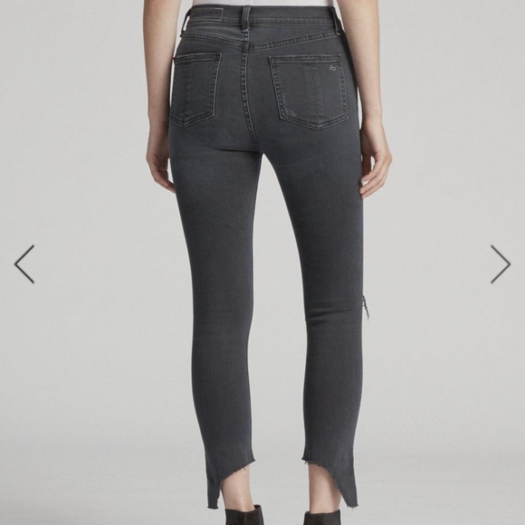 rag & bone High Rise Ankle Skinny Distress Raw-cut Jeans Black Steel Siz… - Picture 3 of 5